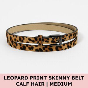 Calf Hair Leopard Skinny Belt Silver Buckle Size M Tan Brown Black Mob Wife